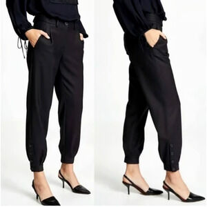 NWT! Nili Lotan 8 Slouchy $595 VIRGIN WOOL Bertina Jogger Pants Ankle Buttons